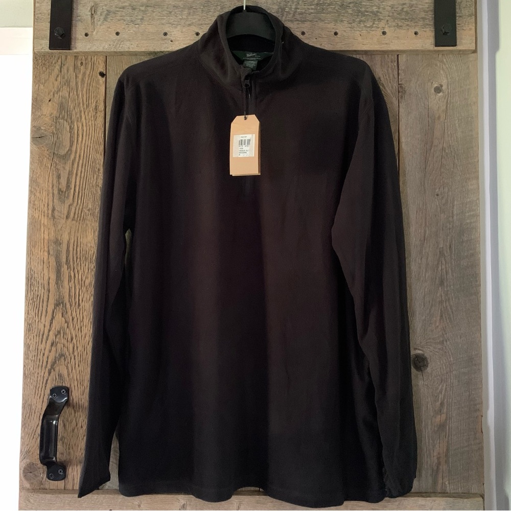 Men’s XXL WOOLRICH Modern Fit Black Lightweight Soft Fleece Half Zip Jacket NWT